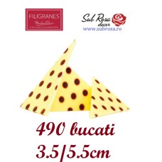 331028 PUNTA CARRARA TRIUNGHIURI DE CIOCOLATA ALBA CU PUNCTE CIOCOLATA NEAGRA 490 BUCATI 0.9kg Barbara Decor